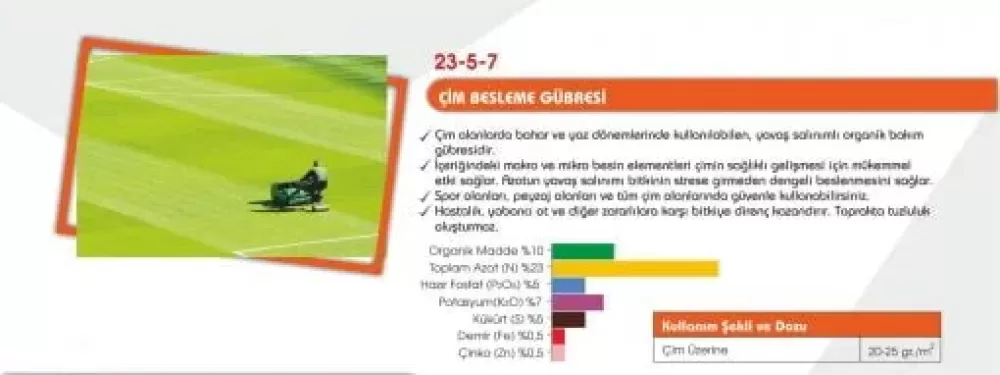 Çim Besleme Gübresi 20 Kg